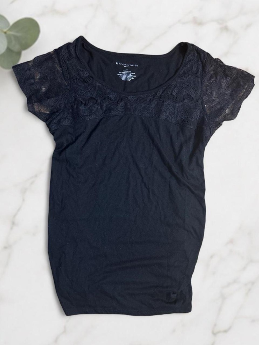 Liz Lange Black Lace Yoke Short Sleeve Tee
